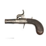 A good quality 50 bore percussion boxlock pocket pistol, 5½” overall, turn off barrel 1½”, the