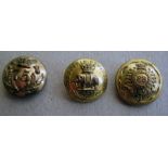 3 pre 1855 infantry officers’ large gilt coatee buttons: 75th near VGC, 76th and 88th, VGC