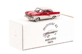 A Minicar 43 Ford Taunus 17M 1958 (EH No.1) In red and grey with similar duo-tone interior. Boxed.