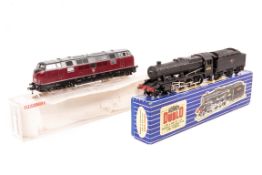 2 OO/HO locomotives. Hornby Dublo 3 rail LMR/BR 8F 2-8-0 fright locomotive and tender (LT25, 48158