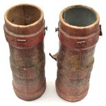 2 WWI period shell buckets, painted with post 1902 R Arms and supporters, 20” overall, one with