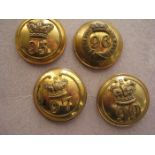 4 pre 1881 infantry officers’ large gilt numbered tunic buttons: 95th, 96th, 97th and 99th. VGC