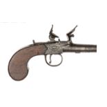 A 140 b ore flintlock boxlock muff pistol, c 1800, 4¾” overall, turn off barrel 1¼”, with single