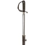 A late Vic 1821 pattern light cavalry officer’s sword, almost straight, fullered blade 35”, by