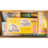 15 HO gauge railway lineside unmade plastic kit buildings and accessory packs by Faller and Kibri,