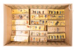 40 HO gauge trackside figures by Preiser. Including; footballers, airmen, horse and cart, seated