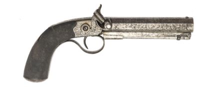 A good quality 14 bore percussion boxlock sidehammer belt pistol by J. Beattie, c 1850, 11½”