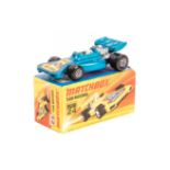 A scarce Matchbox Superfast No.24 Team Matchbox F1 racing car. An example in metallic blue with