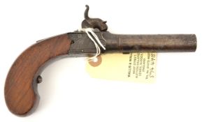 A 44 bore percussion boxlock overcoat pocket pistol, 7¼” overall, turn off barrel 3”, B’ham