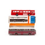 2 Continental diecast buses. A Lion Car DAF Continental single deck bus (38) in maroon and dark grey