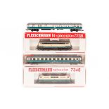 A small quantity of Fleischmann ‘Piccolo’ and Trix N gauge DB model railway. 2 Bo-Bo locomotives –