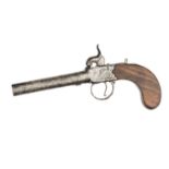 A 46 bore percussion boxlock overcoat pocket pistol, 8¼” overall, turn off barrel 4”, B’ham