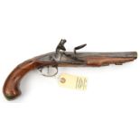 An 18 bore flintlock holster pistol, c 1770, 12½” overall, barrel 7” with baluster breech, early B’
