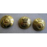 3 pre 1855 infantry officers’ large gilt coatee buttons: 35th, 45th and 71st, VGC