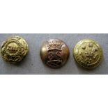 3 pre 1855 infantry officers’ large gilt coatee buttons: 13th and 41st, VGC, and 38th, GC (gilt