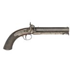 A good quality 14 bore percussion sidelock belt pistol by J. Lang c 1850, 12¾” overall, sighted
