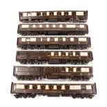 6 O gauge kit built 12-wheel Pullman Cars. 2x Third class passenger brakes, 94 and 95. 2x First