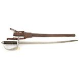 An assembled Geo V 1897 pattern infantry officer’s service sword, plain, curved, fullered blade