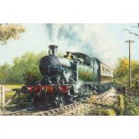 An original railway oil painting by Don Breckon. An oil on canvas entitled ‘Country Crossing’
