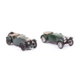 2 Wills Finecast Auto-Kits factory produced cars. The smaller 1:43 scale examples- MG K3 in BRG