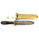 A diver’s knife, the broad DE7¼” blade retaining traces of name “Siebe Gorman & Co”, with brass