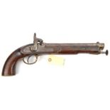 A .577” P56 rifled percussion cavalry pistol, 15¾” overall, barrel 10” with ordnance proofs and