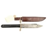 A 19th century Bowie knife, clipped back blade 5¼” marked “Taylor Witness Sheffield” with eye motif,