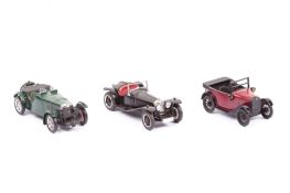 3 Wills Finecast Auto-Kits factory produced cars. The smaller 1:43 scale examples- Riley Imp in