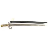 A French Model 1866 Chassepot sword bayonet, the blade unmarked apart from small “P&H” maker’s mark,