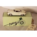 A Pathfinder Models Borgward Isabella Coupe 1959 (PFM CC2). A white metal model in cream with