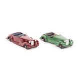 2 Dinky Toys. Lagonda Sports Coupe (38c). An example in maroon with dark blue seats and black wheels
