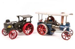 A small quantity of live steam and construction toys. A Wilesco live steam traction engine. A