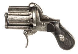 A continental 6 shot 7mm DA pinfire pepperbox revolver, 4½” overall, with scroll engraved
