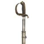 A Vic 1857 pattern Engineer officer’s sword, slightly curved, fullered blade, 33”, etched with