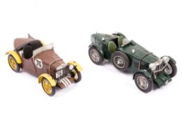 2 Wills Finecast Auto-Kits 1:24 scale factory produced cars. A 1933 M.G. M Boat tail in BRG with