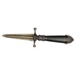 A 19th century dagger, the highly polished stout blade 3¼” of hollow rectangular section, the hilt