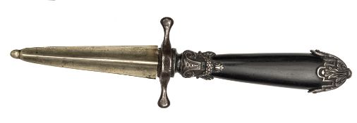 A 19th century dagger, the highly polished stout blade 3¼” of hollow rectangular section, the hilt