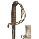 An interesting 1821 style light cavalry sword, slightly curved fullered blade 33”, nicely etched