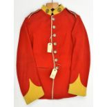 An OR’s full dress scarlet tunic, c 1910, of the 8th (Territorial) Bn The Middlesex Regt, yellow