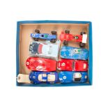 8x scarce 1960s/70s Tri-ang Scalextric/Scalextric racing cars, etc. A Jaguar D type, a Jaguar E