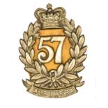 An OR’s 1874 pattern brass glengarry badge of The 57th (W Middlesex) Regt, (518). GC Plate 4