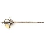 A miniature cup hilt rapier, DE blade 13”, iron cup, writhen crossguard and knucklebow, iron pommel,