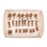 24 Britains Toy Soldiers, World War One Scottish Infantry in khaki. Early 1930s examples. 10x