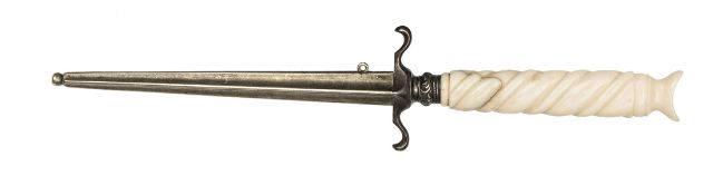 A 19th century stiletto, highly polished blade 4½” of hollow rectangular section, the hilt having
