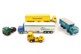 5 white metal 1:43rd scale 1970’s-80’s trucks. Renault articulated refer truck – with 2 axle tractor