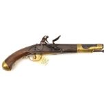 A French 12 bore Model An IX flintlock cavalry pistol, 16" overall, barrel 9", the breech