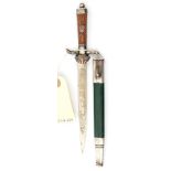 A Third Reich National Hunting Association miniature dagger, plated blade 5¾” by E & F Horster,