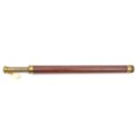 A single draw telescope, mahogany body, lacquered brass mounts, length extended 30½”. GC