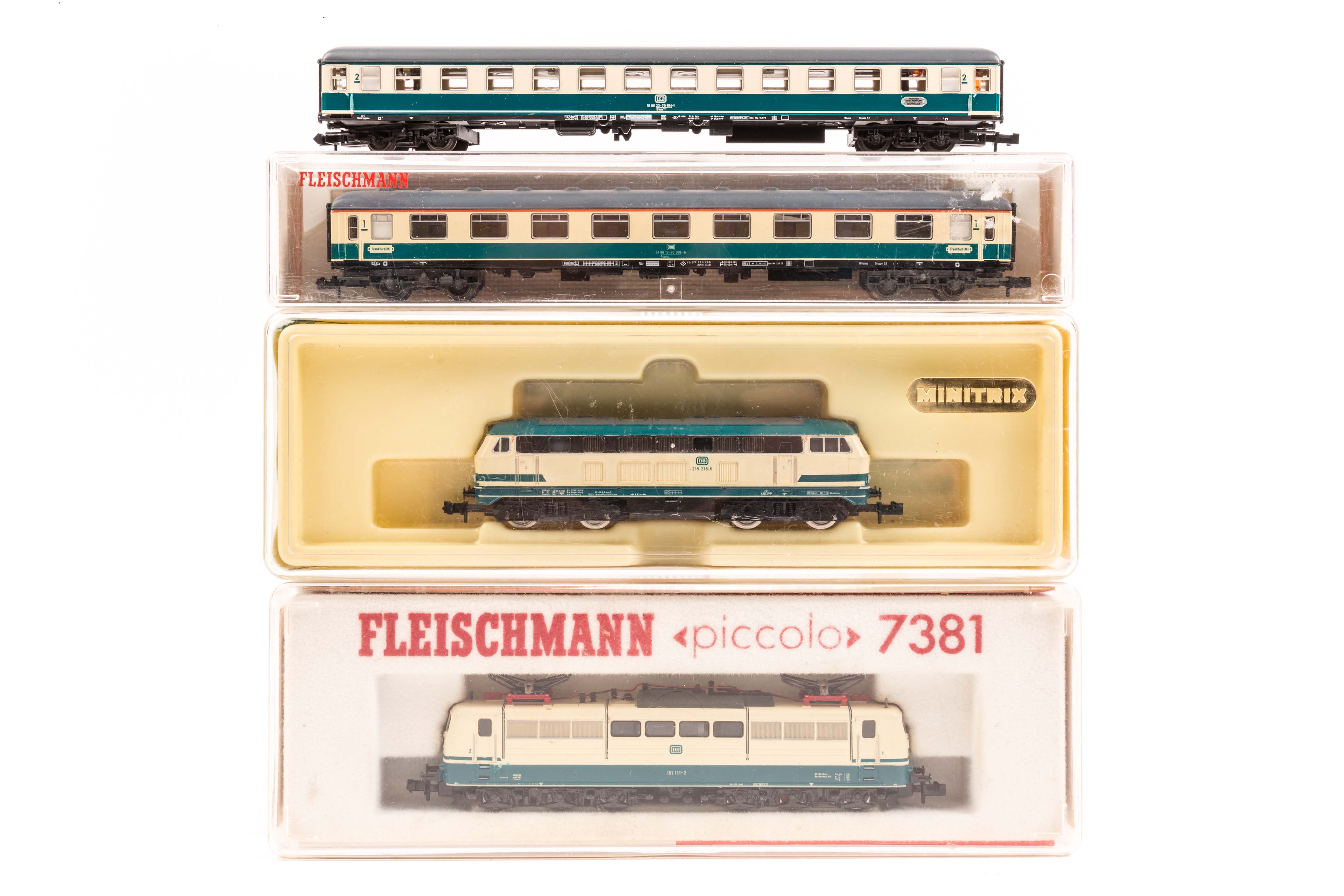 A small quantity of Fleischmann ‘Piccolo’ and Minitrix N gauge DB model railway. A Fleischmann Co-Co
