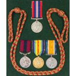 Four: DCM, Geo V field marshal type (93000 Pte W. Sidell 6/Tank Corps), BWM, Victory, WWII War Medal